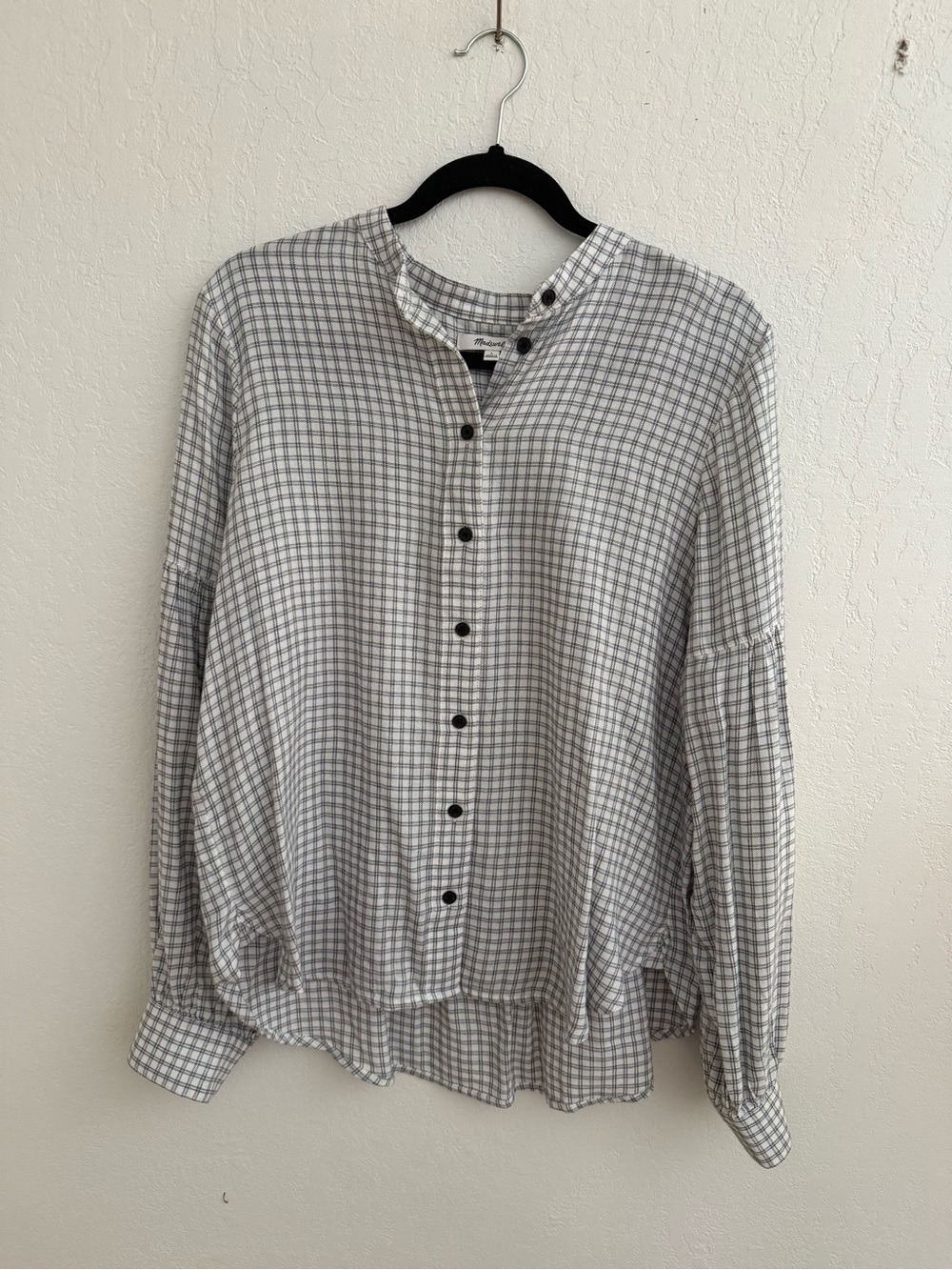 Madewell Black & White Gingham Button-Up Blouse
